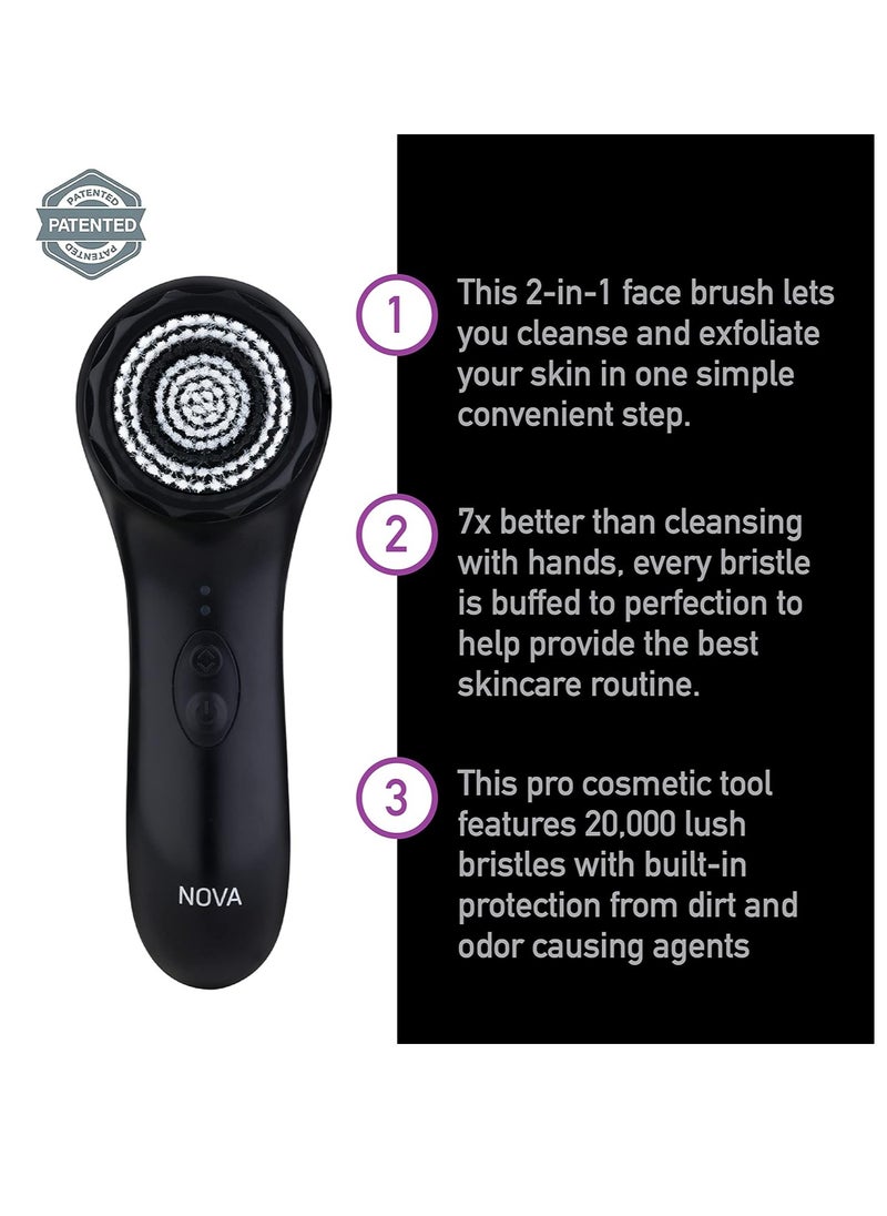 Spa Sciences - NOVA - Sonic Cleansing Brush with Bristles & Infusion System – Anti-Aging Facial Exfoliating, Waterproof, and USB Rechargeable