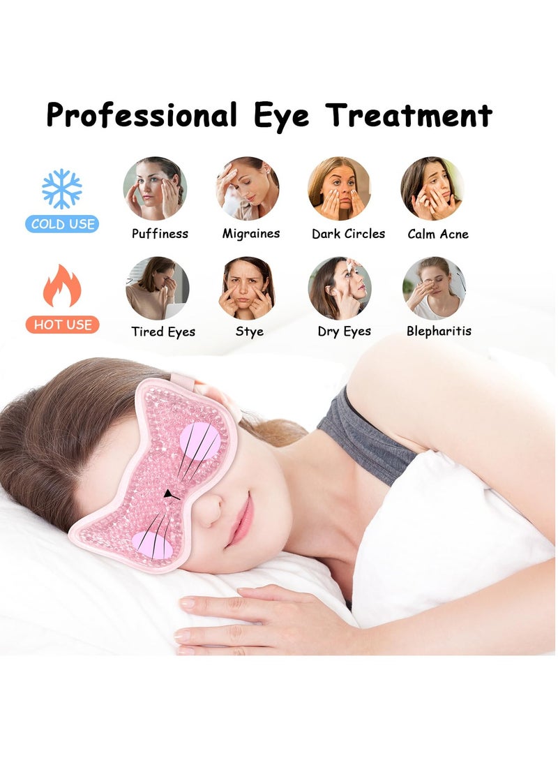 2PCS Adorable Cooling Eye Mask Gel Eye Mask, Reusable Hot Cold Therapy Cold Eye mask for Post Surgery, Puffiness, Dark Circles, Eye Bags, Dry Eyes, Migraines with Soft Plush Backing