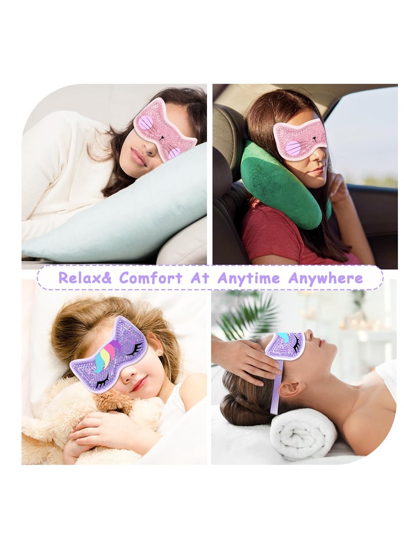 2PCS Adorable Cooling Eye Mask Gel Eye Mask, Reusable Hot Cold Therapy Cold Eye mask for Post Surgery, Puffiness, Dark Circles, Eye Bags, Dry Eyes, Migraines with Soft Plush Backing