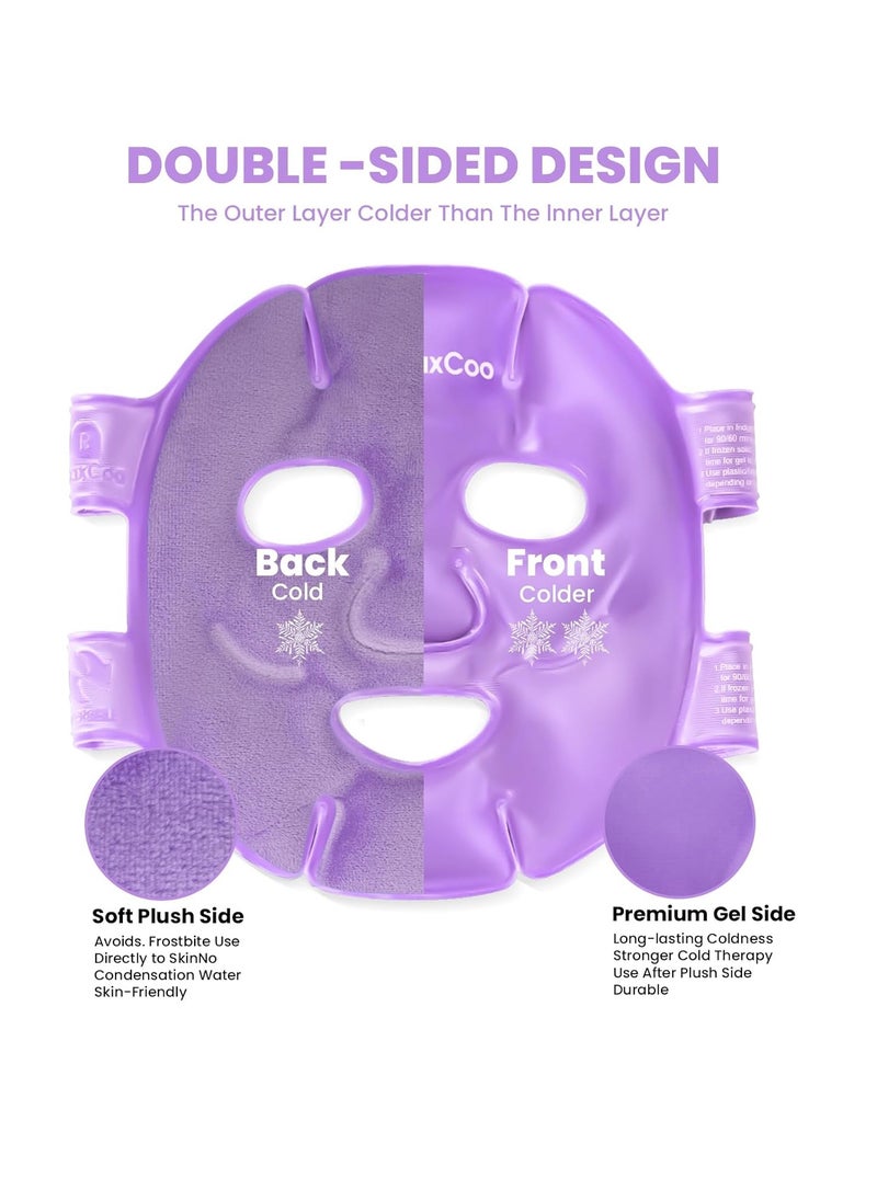 Cold Face Eye Mask Ice Pack Reduce Face Puff,Dark Circles,Gel Hot Cold Compress,Face SPA for Woman Sleeping, Pressure, Headaches, Skin Care， Purple