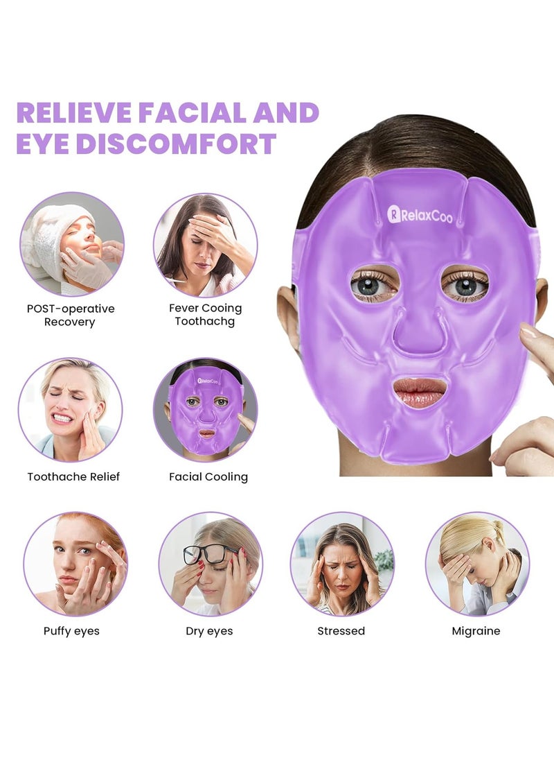 Cold Face Eye Mask Ice Pack Reduce Face Puff,Dark Circles,Gel Hot Cold Compress,Face SPA for Woman Sleeping, Pressure, Headaches, Skin Care， Purple