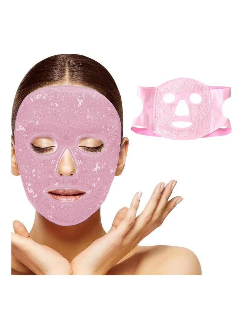 CALIDAKA Gel Beads Face Cover Ice Mask Pack Cold Face Eye Mask Ice Pack Reduce Face Puff Gel Beads Hot Heat Cold Compress Pack Face SPA for Woman Sleeping, Pressure, Headaches(COLOR:Pink)