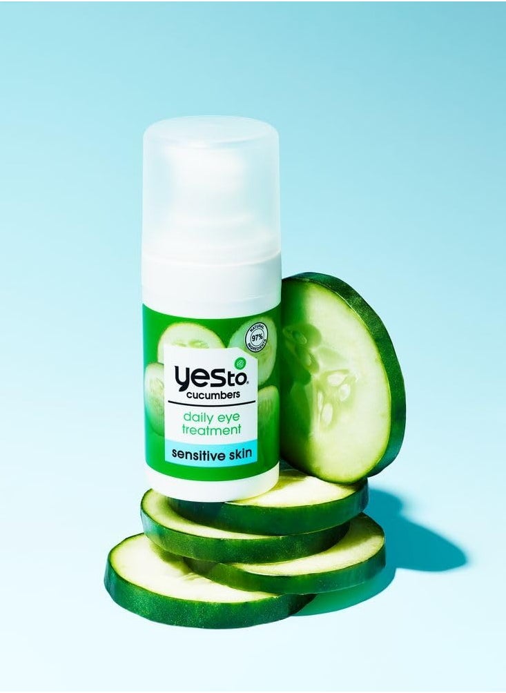 Yes To Cucumbers Sensitive Skin Set – Cooling Jelly Mask, Depuffing Under Eye Masks, Two-Step Eye Kit,