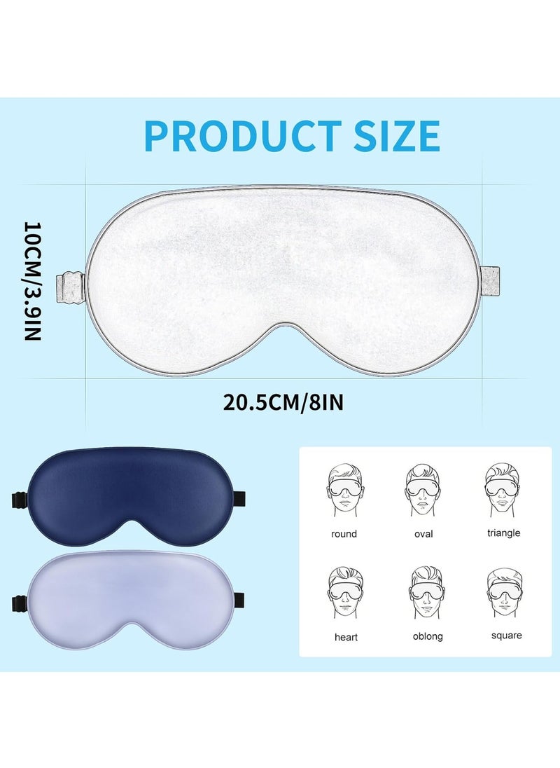 Arqumi Cooling Eye Mask, Ice Gel Cold Compress Eye Mask, Reusable Under Eye Ice Gel Pads, Silk Eye Mask for Sleeping, Soft Blackout for Women Couple with Adjustable Straps, Travel, Dry Eyes, 2 Pack