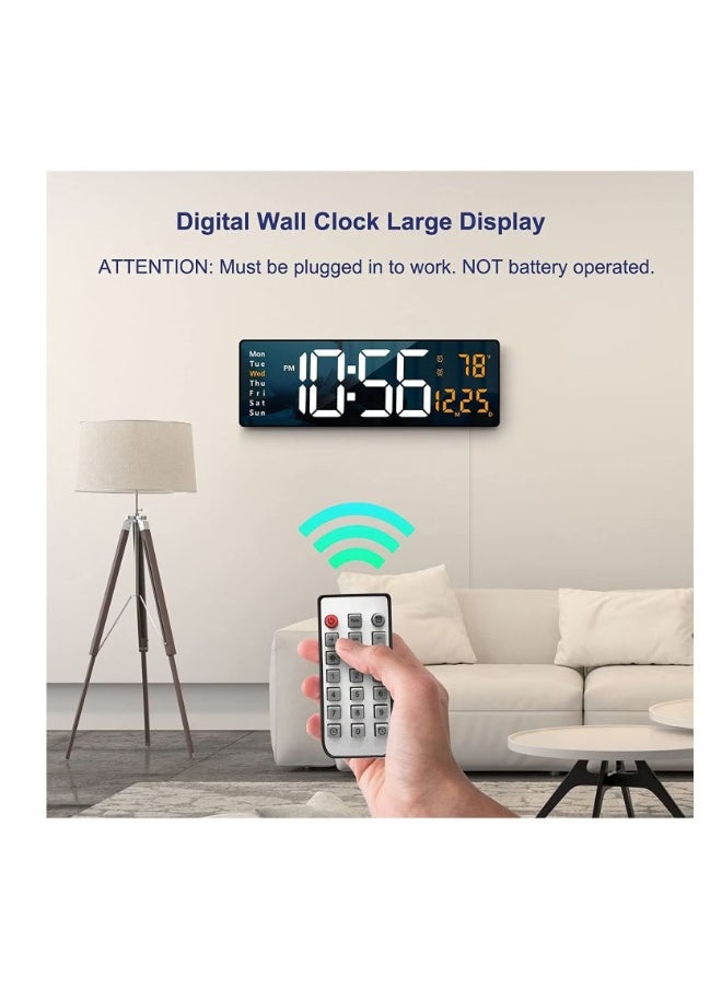 Digital Wall Clock Large Display, 16.2 Inch Large Wall Clocks, LED Digital Clock with Remote Control for Living Room Decor, Automatic Brightness Dimmer Big Clock with Date Week Temperature