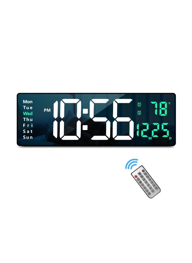 Digital Wall Clock Large Display, 16.2 Inch Large Wall Clocks, LED Digital Clock with Remote Control for Living Room Decor, Automatic Brightness Dimmer Big Clock with Date Week Temperature