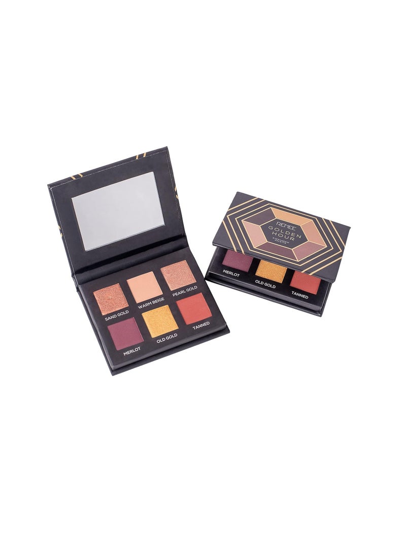 RENEE Golden Hour Eyeshadow Palette 7.2gm 6 Rich  Highly Pigmented Shimmery and Matte Shades Neutrals to Metallics  Smooth  Blendable Consistency   Intense Color Payoff