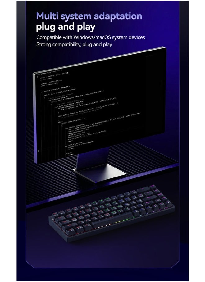 MK005PRO 60% Wired RGB Gaming Keyboard, 68 Keys Compact Mechanical Keyboard