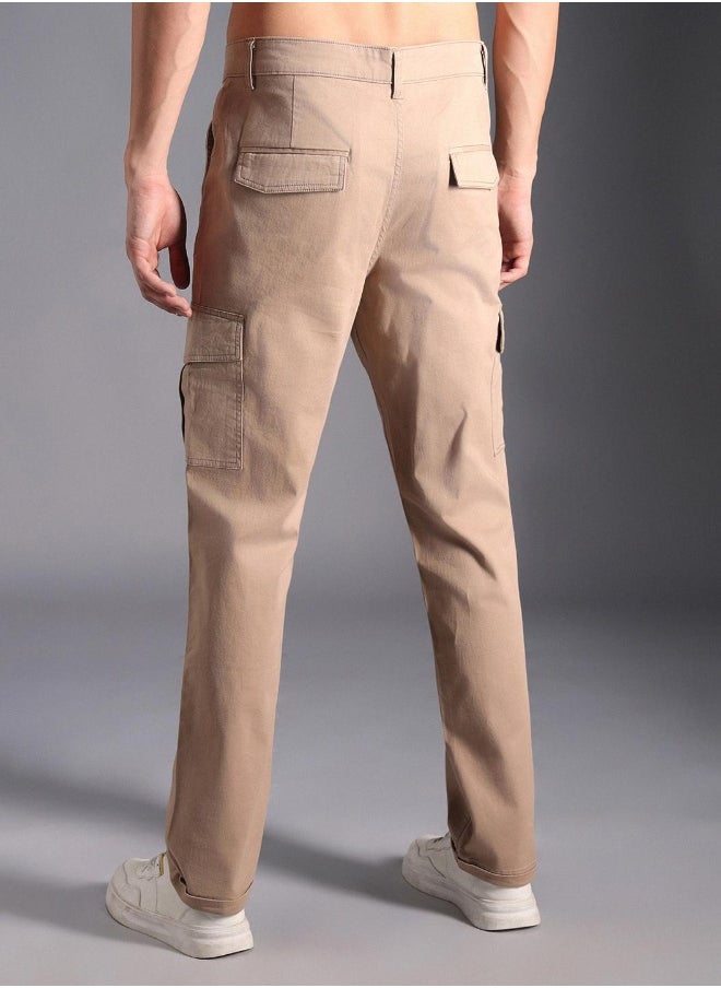 Men Taupe Trousers