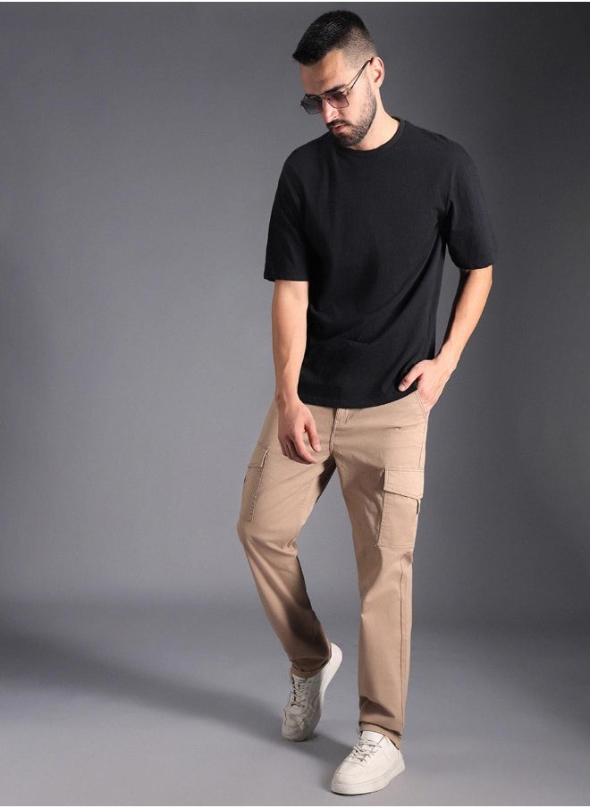 Men Taupe Trousers