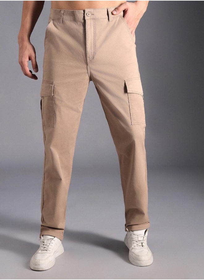 Men Taupe Trousers