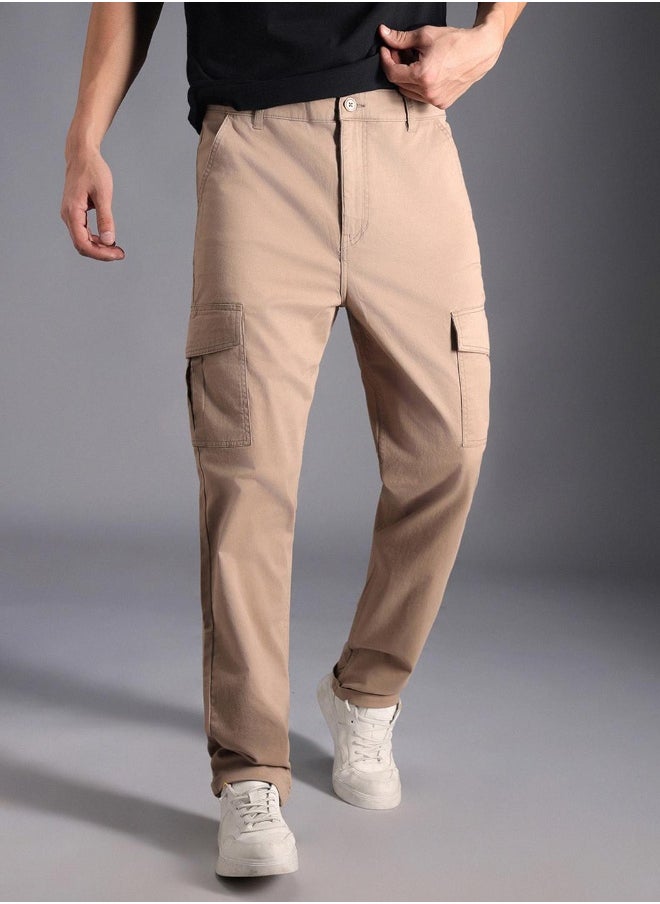 Men Taupe Trousers