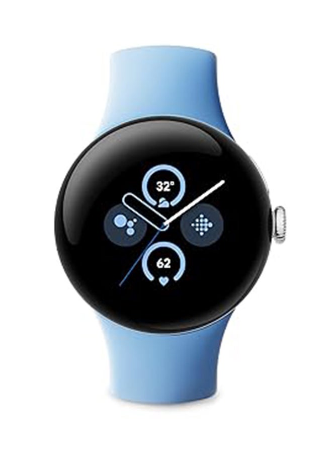 Pixel Watch 2 With The Best Of Fitbit And Google - Heart Rate Tracking, Stress Management, Safety Features - Android Smartwatch - Polished Silver Aluminum Case - Bay Active Band - Wi-fi Blue