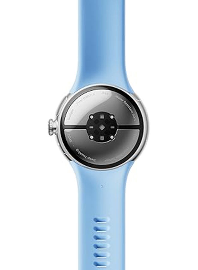 Pixel Watch 2 With The Best Of Fitbit And Google - Heart Rate Tracking, Stress Management, Safety Features - Android Smartwatch - Polished Silver Aluminum Case - Bay Active Band - Wi-fi Blue