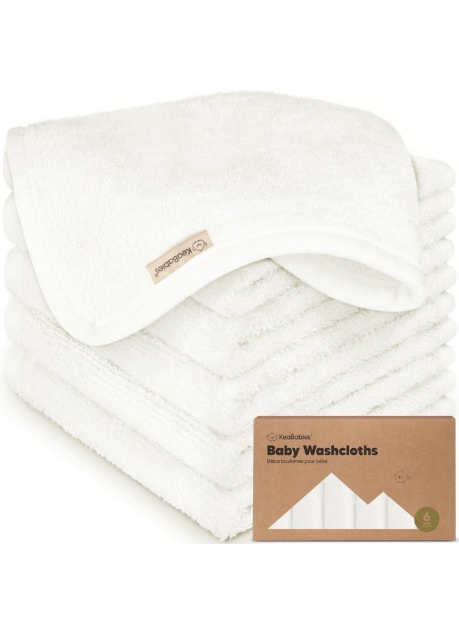 6-Pack Baby Washcloths - Soft Viscose Derived From Bamboo Washcloth, Baby Wash Cloths, Baby Wash Cloth For Newborn, Kids, Bath Baby Towels, Face Towel, Face Cloths For Washing Face(White)