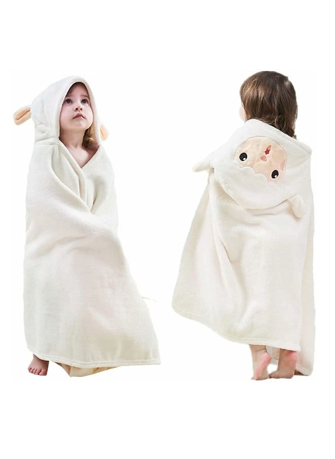 Hooded Towels For Kids 3 to 13 years Premium Beach Or Bath Towel Rabbit Design Ultra Soft and Extra Large Cotton Childrens Swimming or Bath Towel with Hood 88x150 cm White