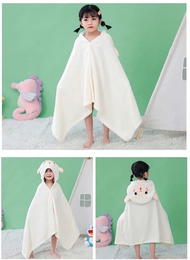 Hooded Towels For Kids 3 to 13 years Premium Beach Or Bath Towel Rabbit Design Ultra Soft and Extra Large Cotton Childrens Swimming or Bath Towel with Hood 88x150 cm White