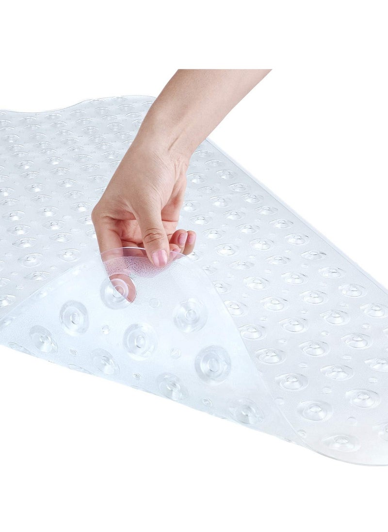 Bath and Shower Safety Mats 40 x 16 Inch Non Slip and Extra Large Bath Floor Mats with Suction Cups Machine Washable Bathroom Mats with Drain Holes Clear