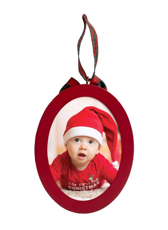 Babyprints Double-Sided Christmas Photo Ornament With Clean Touch Ink Pad, Baby'S First Christmas Holiday Keepsake Ornament, Newborn Handprint Or Footprint Kit, 2 Sided, Red