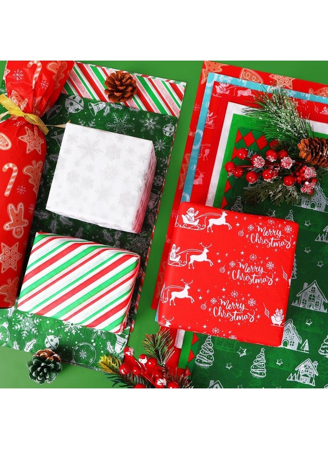 100 Sheets Christmas Tissue Paper Bulk Red White Green Snowflake Snowman Gift Wrapping Paper For Holiday Gift Wrapping Diy Crafts Christmas Party Decoration 19.7 ×13.8 Inch (10 Patterns)