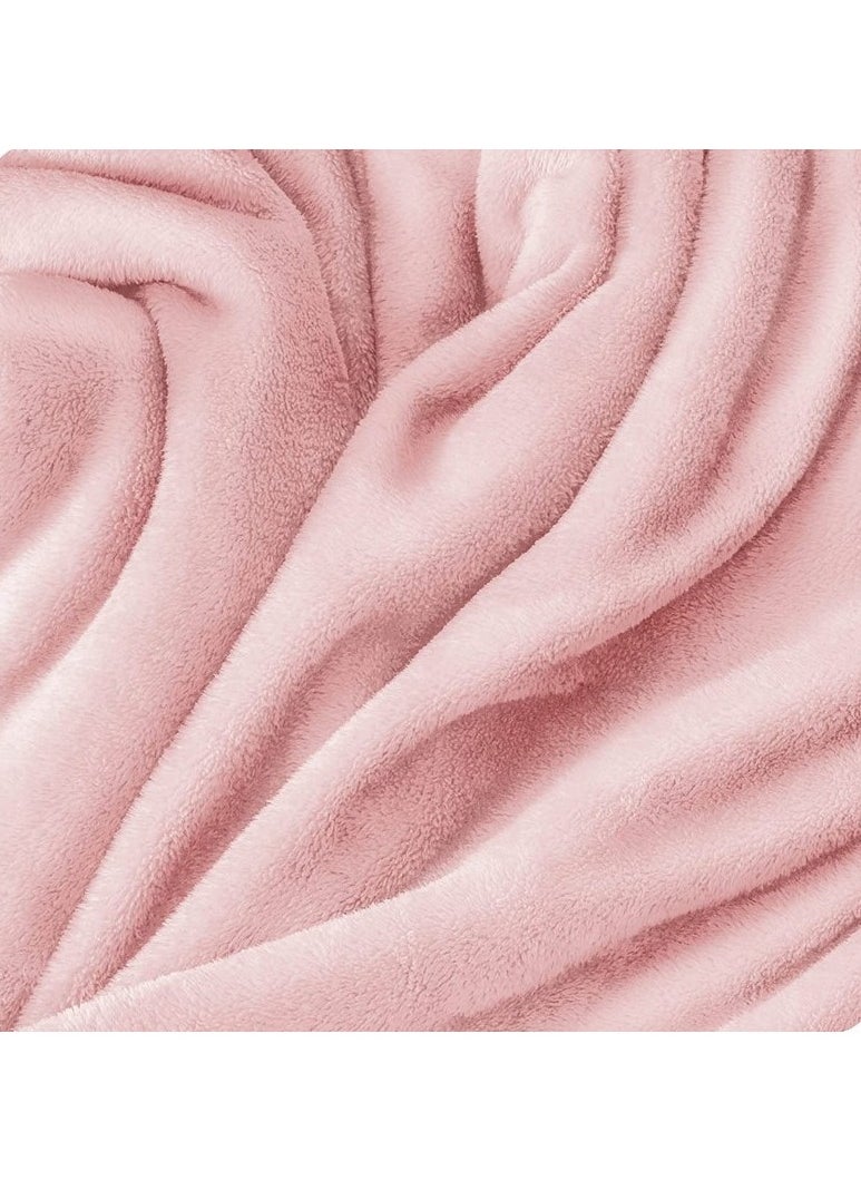 BSB HOME® 300 GSM Premium Plush Single Blanket for Bed, Sofa, Couch, Travel and Camping AC Blanket | 150x220 cm | Pink | SOLID FLANNEL