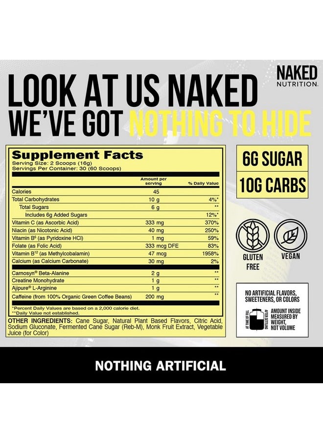 Naked Citrus Naked Energy - Citrus Flavored Clean Pre Workout Supplement for Men and Women, Vegan Friendly, No Added Sweeteners, Colors Or Flavors - 30 Servings