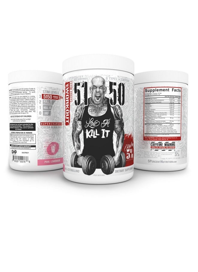 5% Nutrition Rich Piana 5150 High Stim Pre-Workout Powder | Extreme Energy, Focus, Pumps & Endurance | 400 mg Caffeine, Citrulline, Beta Alanine, N-Acetyl L-Tyrosine | 30 Srvgs (Pink Lemonade)