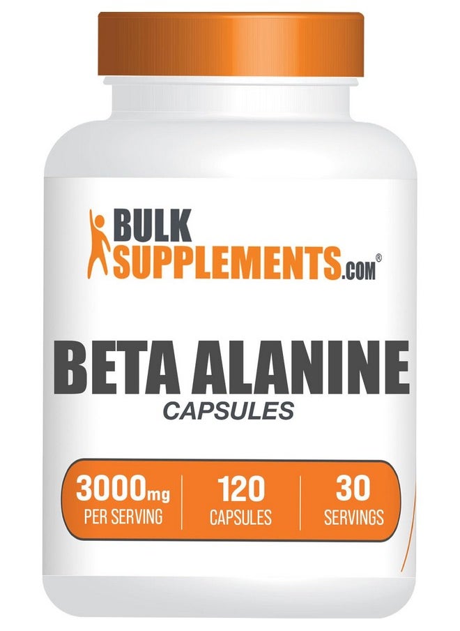 BulkSupplements.com Beta Alanine Capsules - Beta Alanine Supplement, Beta Alanine Pills, Beta Alanine 3000mg - Gluten Free, 4 Capsules per Serving, 30-Day Supply, 120 Capsules