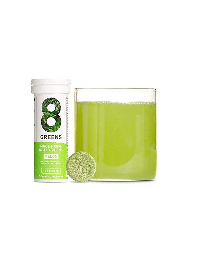 Effervescent Super Greens 8 Essential Healthy Real Greens in One Melon 1 Tube 10 Tablets