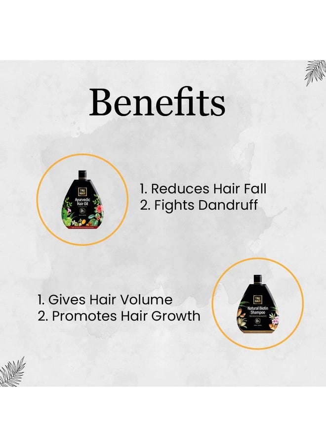 Ayurvedic Hair Oil With Bhringraj, Amla & Hibiscus For Dandruff, Hair Fall Control, Hair Growth & Shiny Hair (Hair Oil (100Ml) + Bition Shampoo) | True Hair Combo