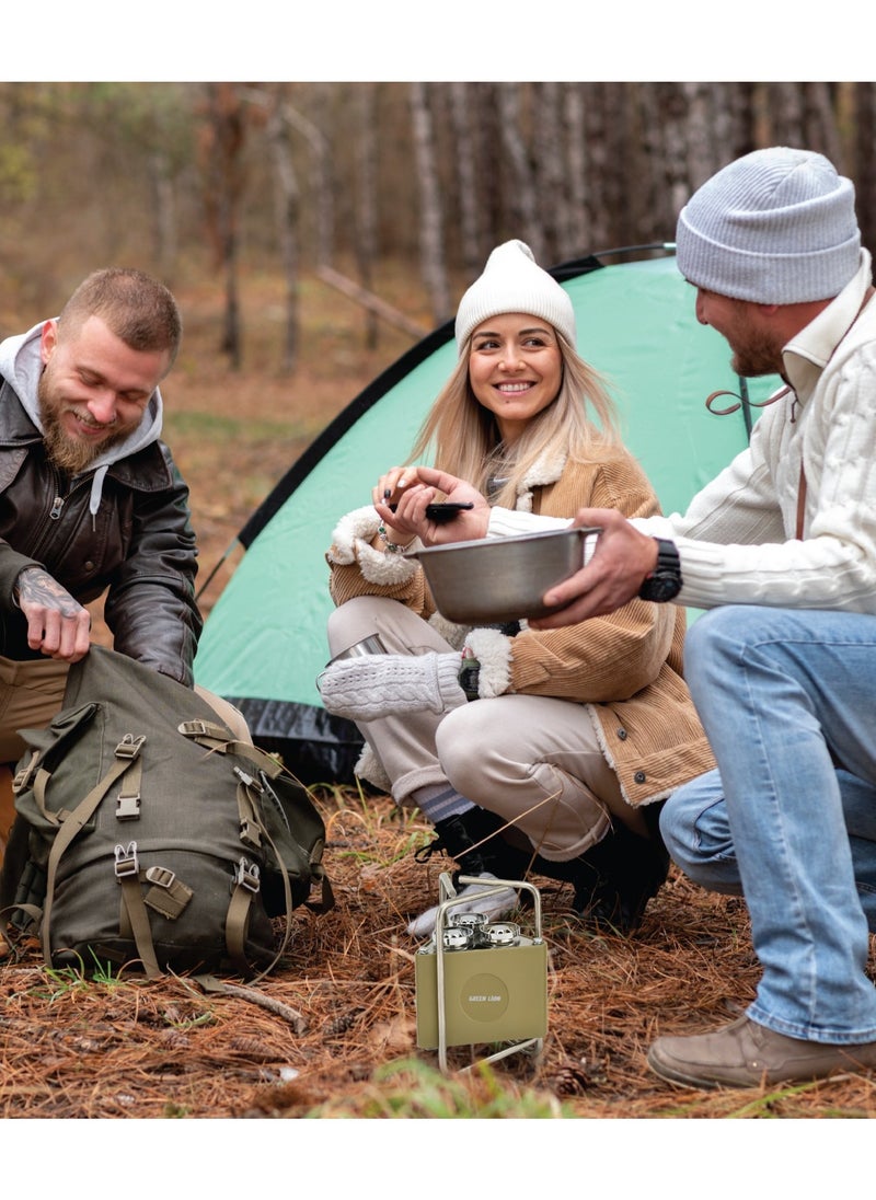 3-Burner Foldable Camping Stove / 8000W Thermal Power / Foldable & Adjustable / High-Quality / Minimal Space Gas Stove - Khaki