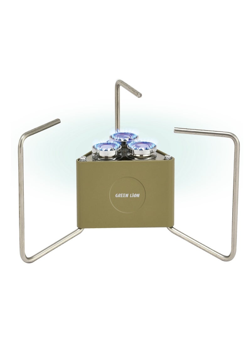 3-Burner Foldable Camping Stove / 8000W Thermal Power / Foldable & Adjustable / High-Quality / Minimal Space Gas Stove - Khaki