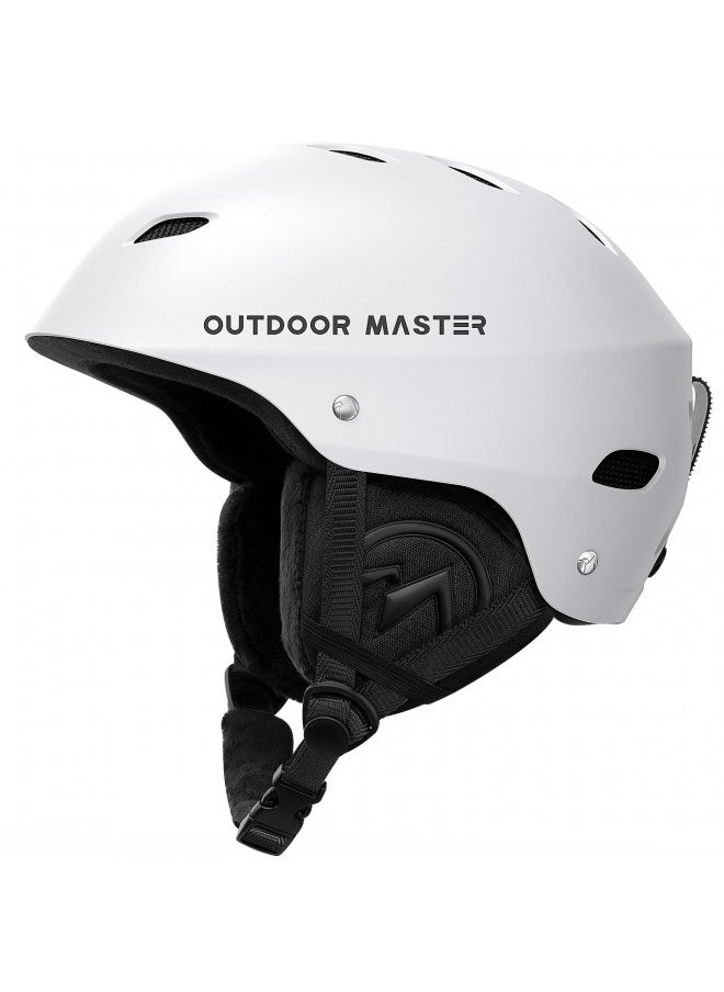 OutdoorMaster Kelvin Ski Helmet - Snowboard Helmet for Men, Women & Youth (White,S)