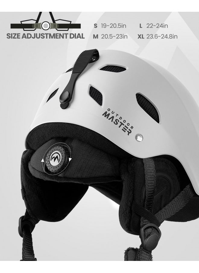 OutdoorMaster Kelvin Ski Helmet - Snowboard Helmet for Men, Women & Youth (White,S)