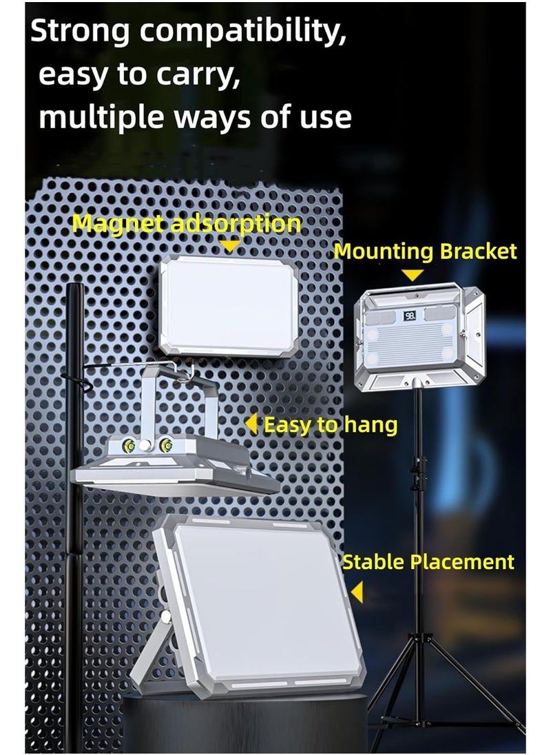 Portable Outdoor LED Floodlight, Work Light, Warning Light, Tri-color Mode, Magnet and Bracket Mountable, 4000ma Battery Powered Can Use as a Powerbank bright light to illuminate an outdoor area of up to 1200 square feet