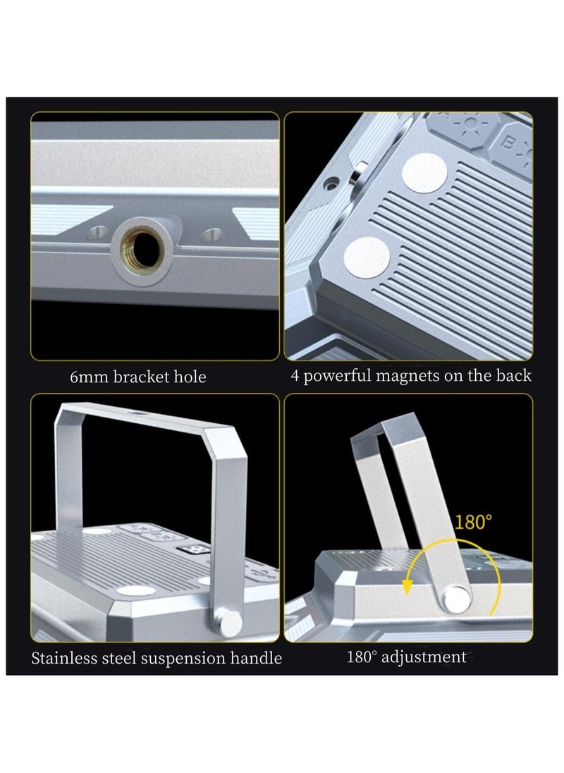Portable Outdoor LED Floodlight, Work Light, Warning Light, Tri-color Mode, Magnet and Bracket Mountable, 4000ma Battery Powered Can Use as a Powerbank bright light to illuminate an outdoor area of up to 1200 square feet