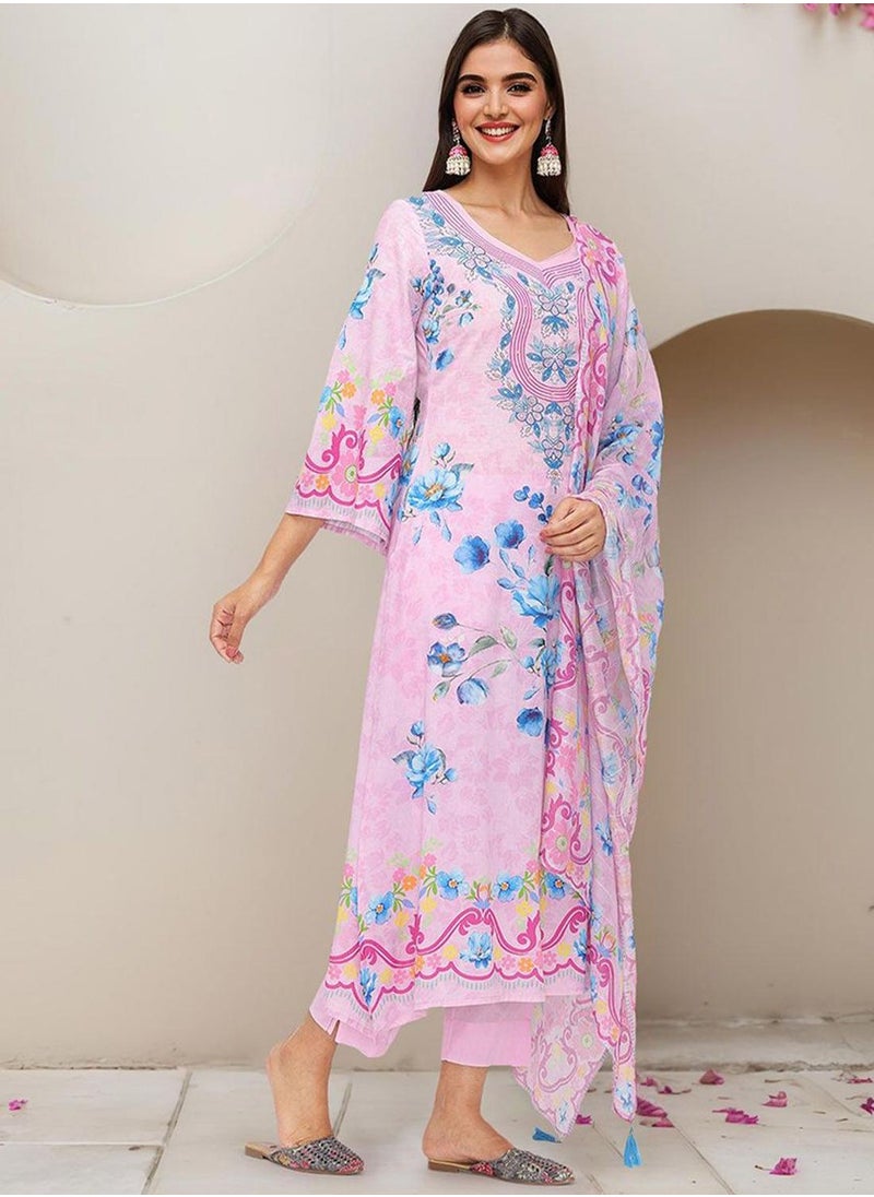 Women Pink 3 pcs Kurta Set