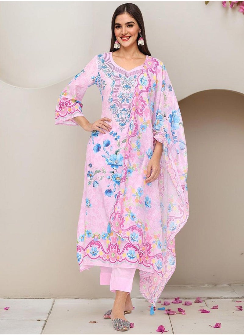 Women Pink 3 pcs Kurta Set