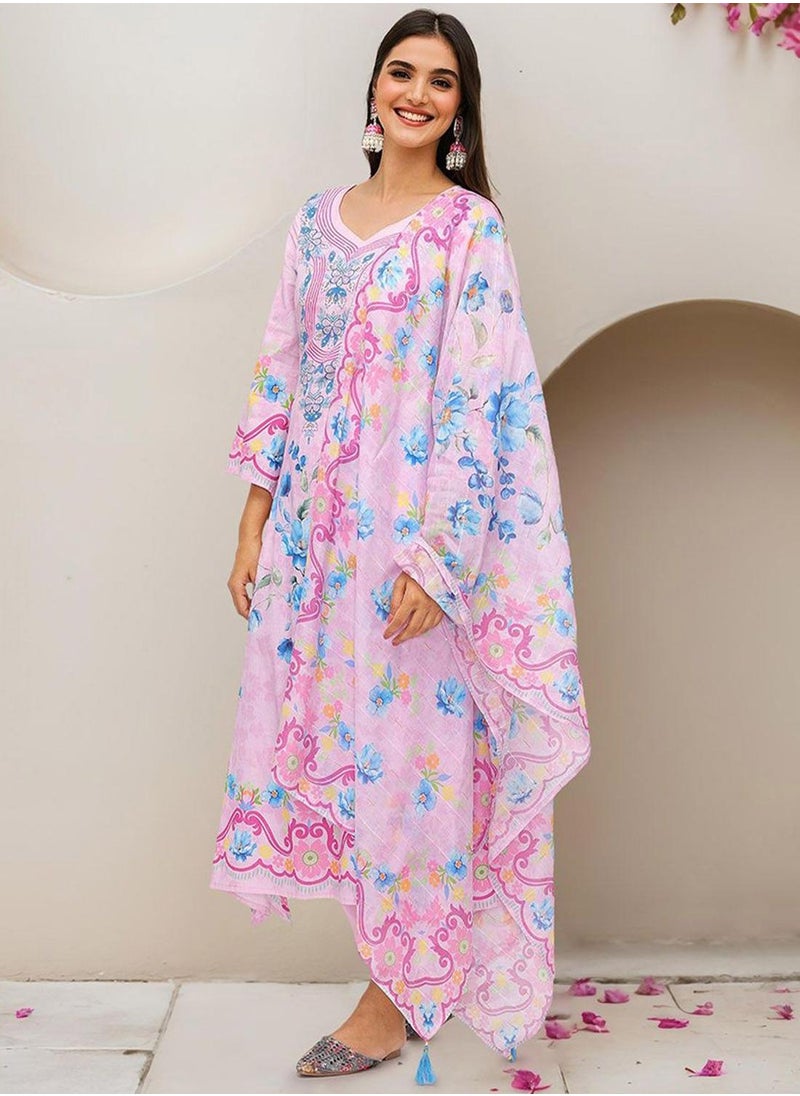 Women Pink 3 pcs Kurta Set