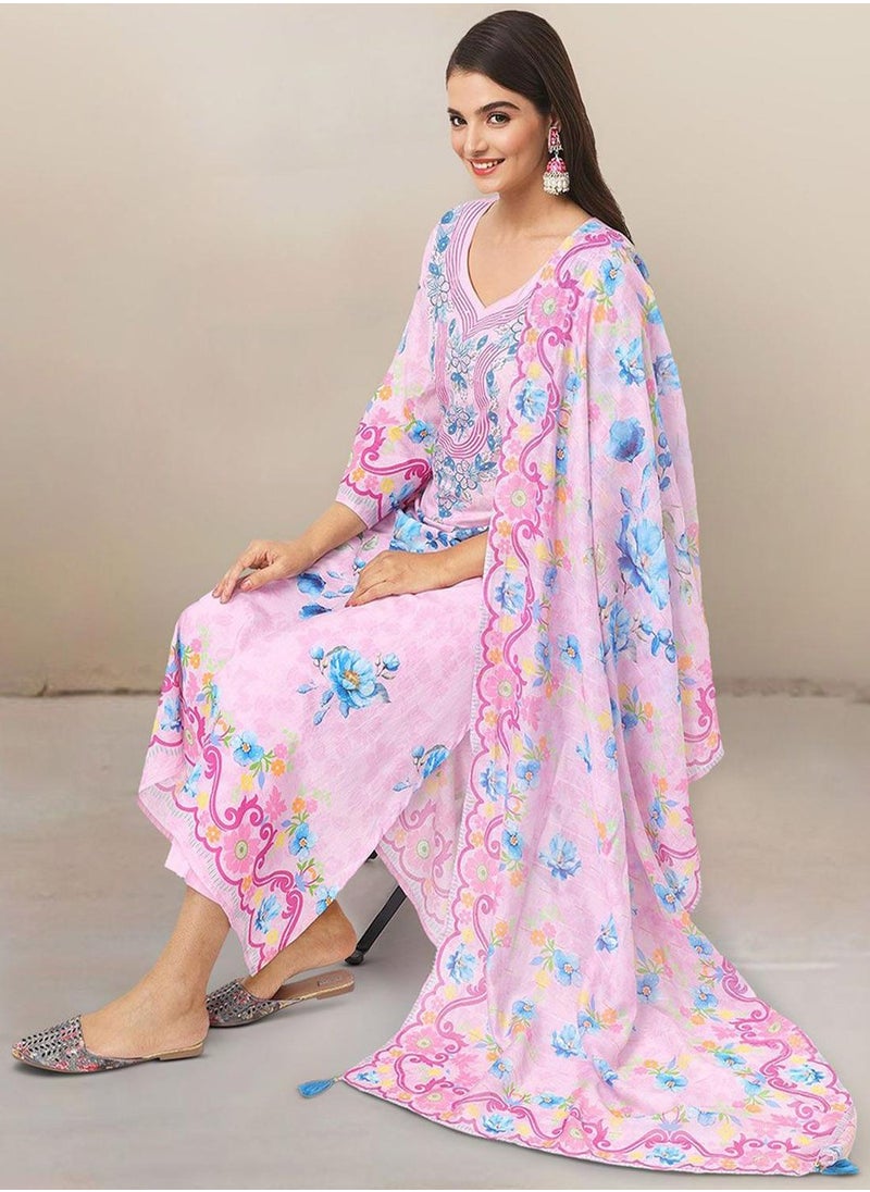 Women Pink 3 pcs Kurta Set