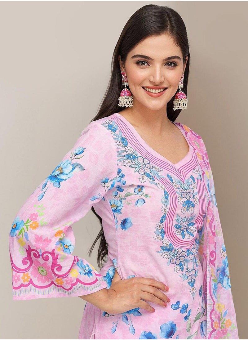 Women Pink 3 pcs Kurta Set