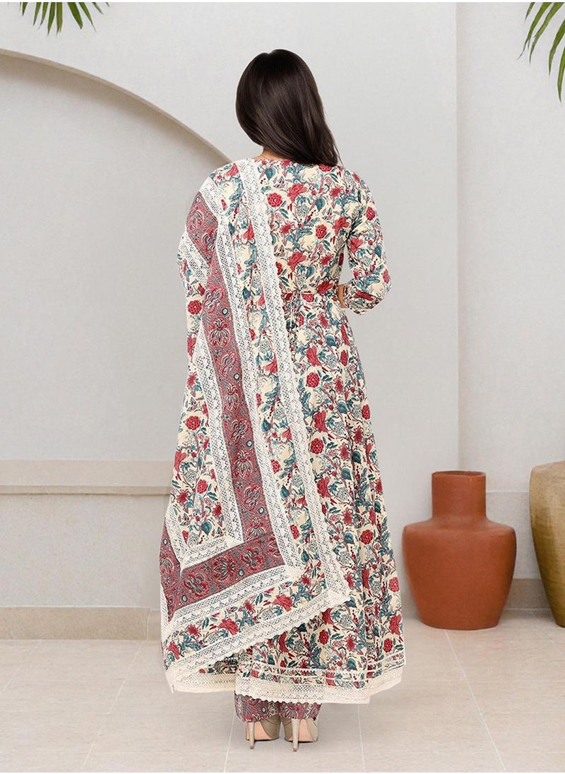 Women Multi Cotton 3 pcs Kurta Set