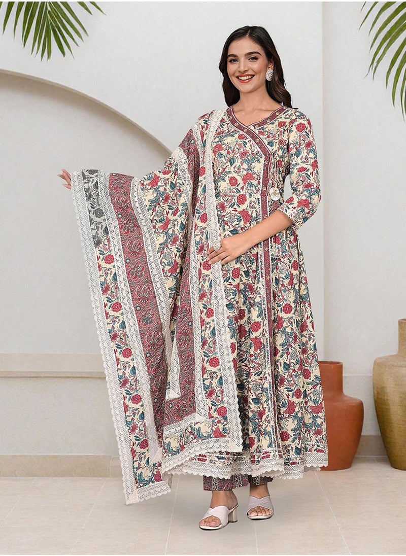 Women Multi Cotton 3 pcs Kurta Set