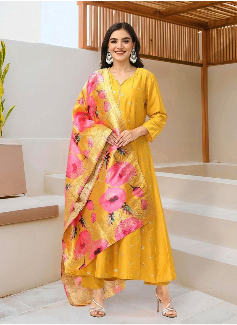 Women YELLOW Kurta Set with Duppatta