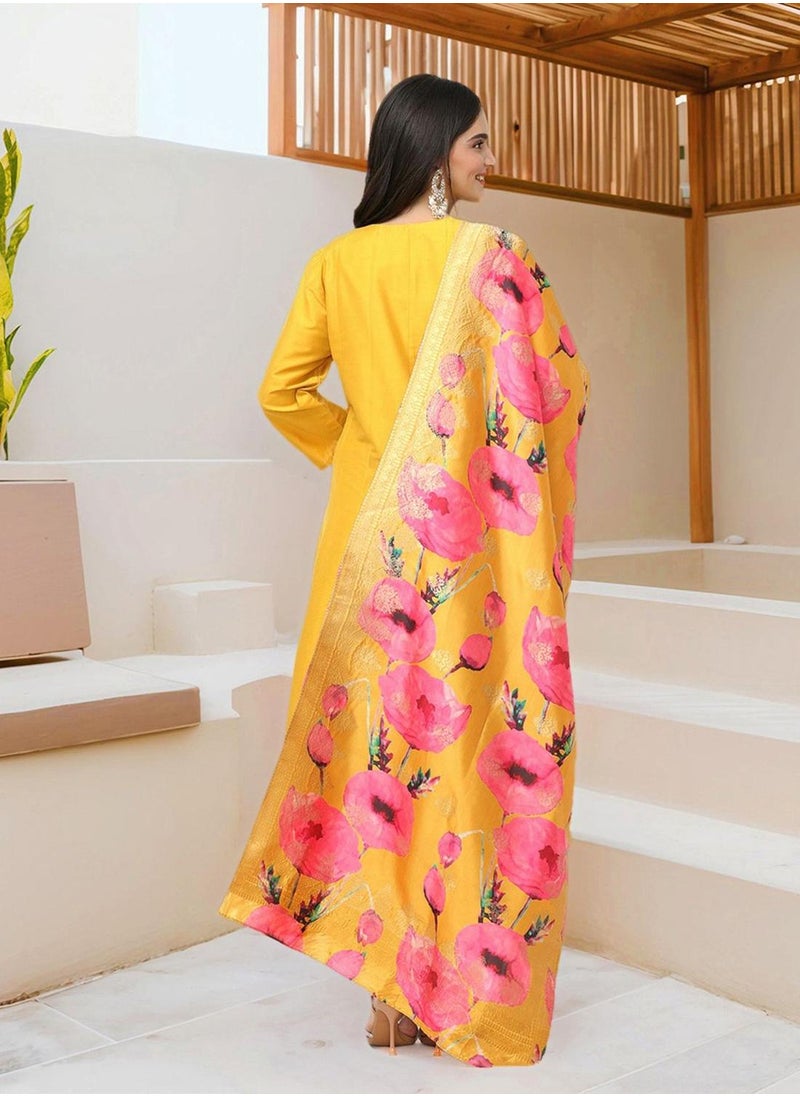 Women YELLOW Kurta Set with Duppatta