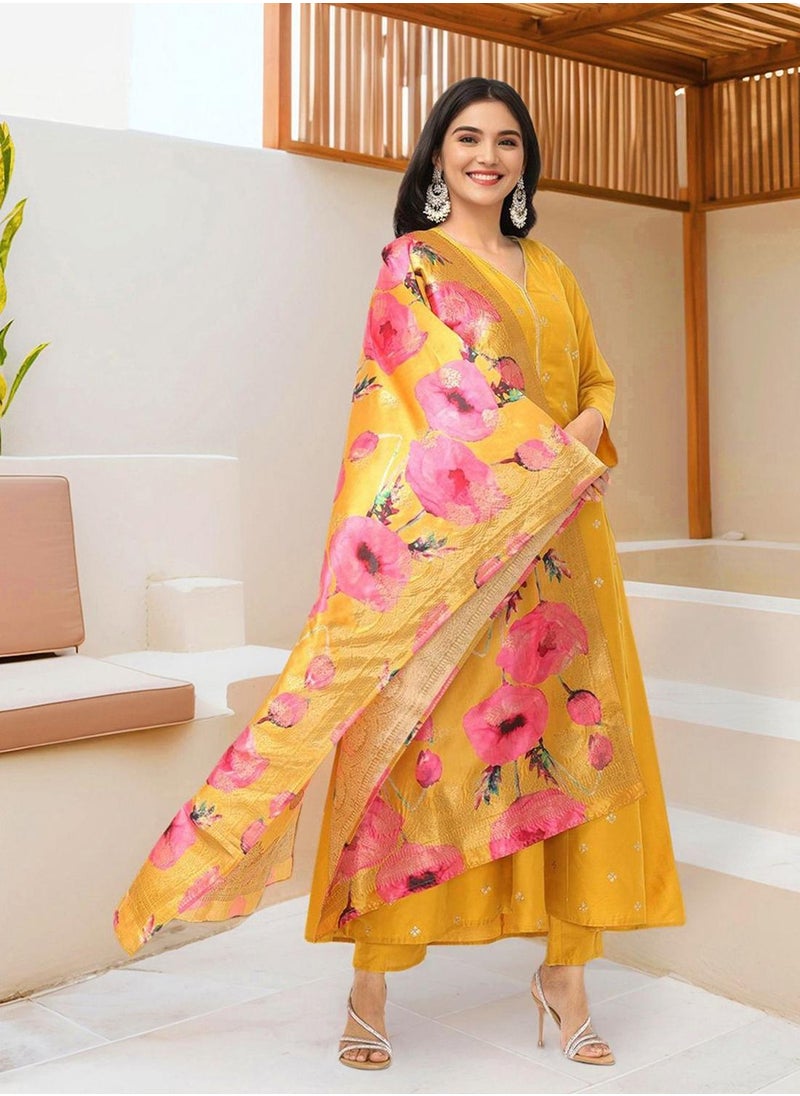 Women YELLOW Kurta Set with Duppatta