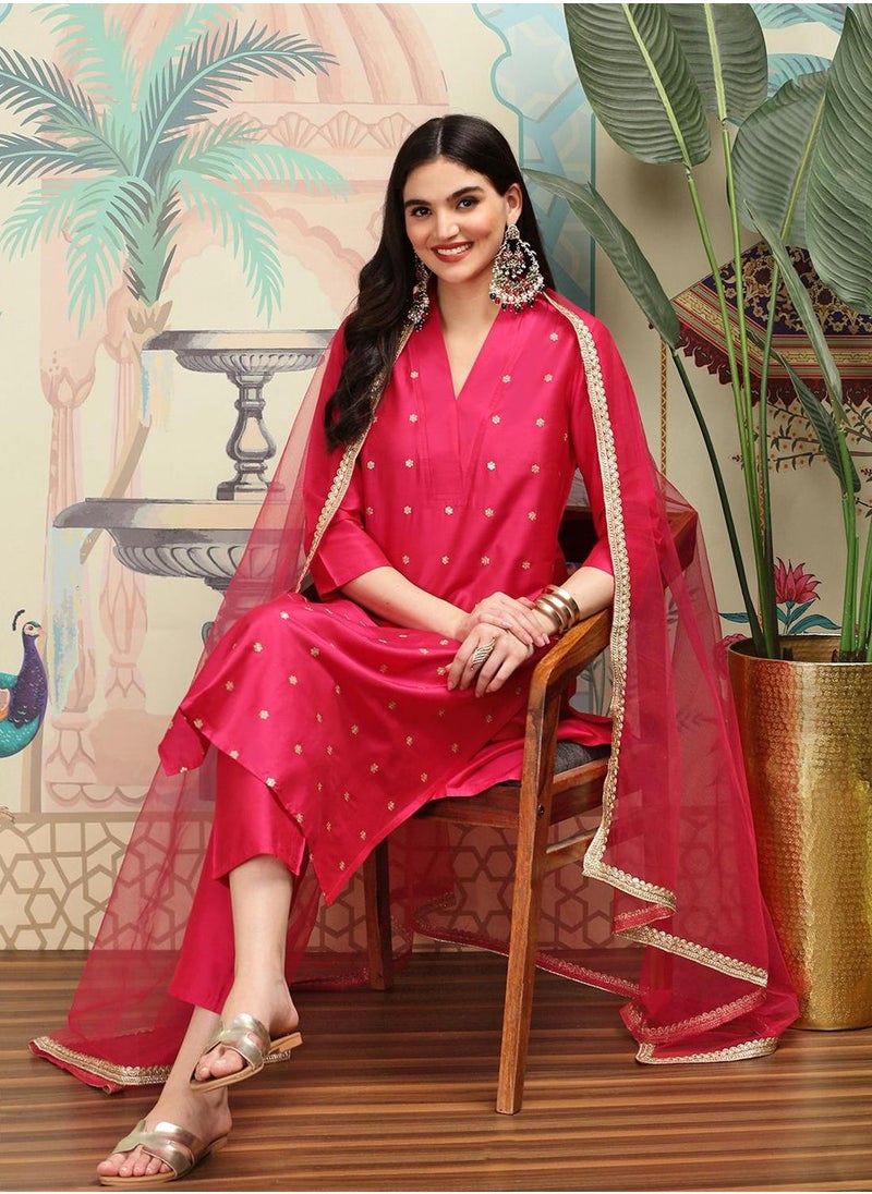 Women Pink Kurta Set with Duppatta