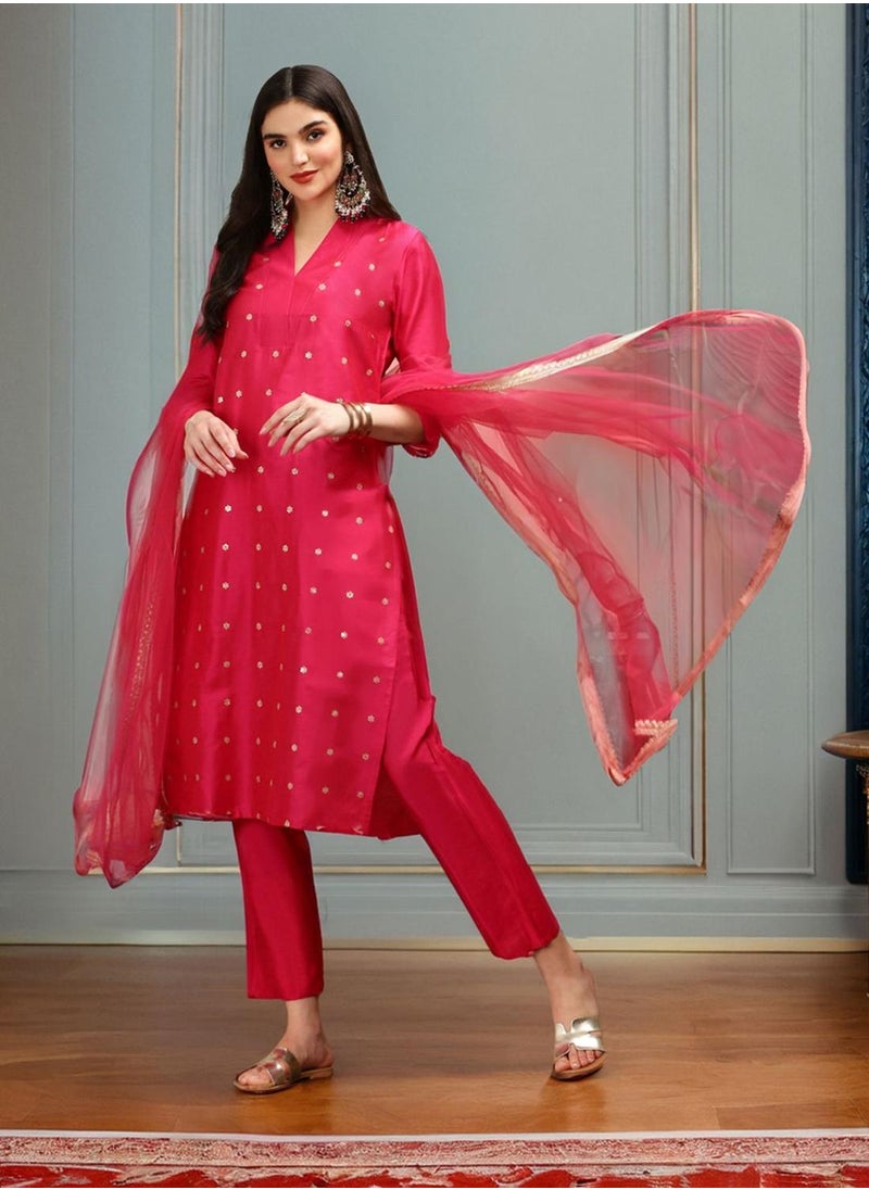 Women Pink Kurta Set with Duppatta