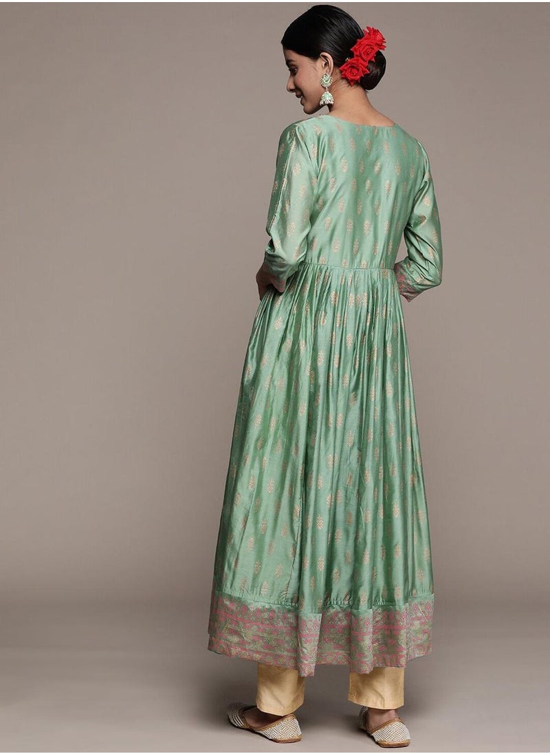 Women's Mint Green Embellished Anarkali Kurta