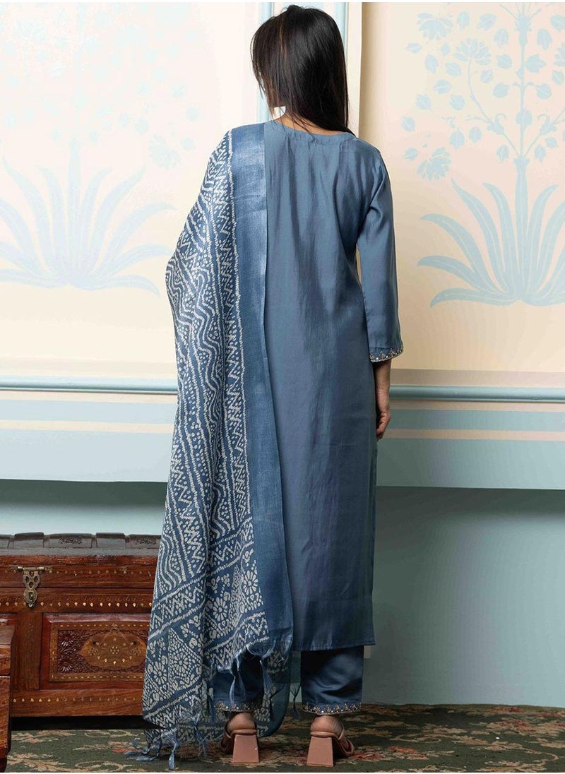 Women GREY 3 pcs (Kurta with Dupatta)